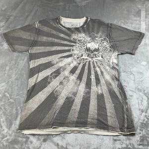 Vintage Retrofit Shirt Mens XL Y2K Grunge Goth Punk Distressed All Over Print